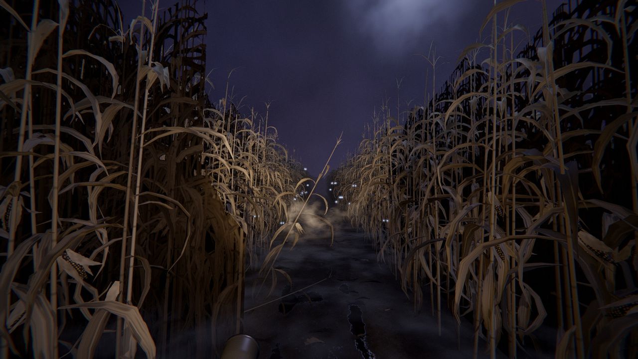 A corn maze under a full moon