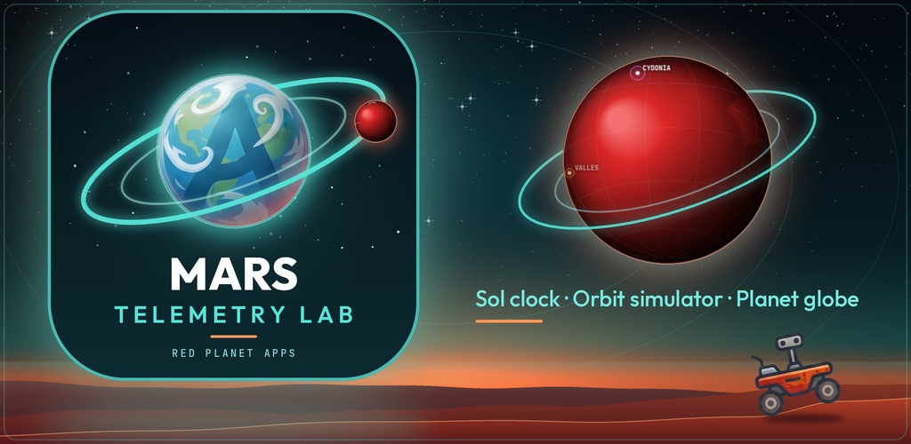 Mars Telemetry Lab: Martian sol clock, orbit simulator and planet globe